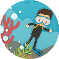 Artwork: a child scuba diving