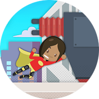 Artwork: a child dressed as a superhero