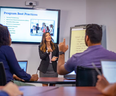 An instructor conducting training